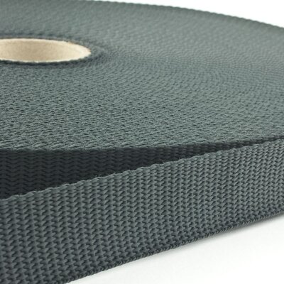 50m - Polypropylene (PP) webbing - 25mm - charcoal grey